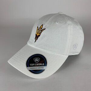 Arizona State Sun Devils White Top of the World Relaxed Fit Strapback Hat New